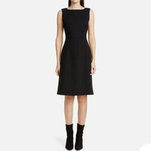 NWT Lafayette 148 Jojo Wool Crepe Bateau
Neck Sheath Dress in Black Size 14